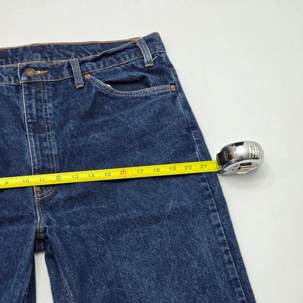 Levis 505 Mens Orange‎ Tab Regular Fit Straight Leg Dark Wash Jeans W38 L30